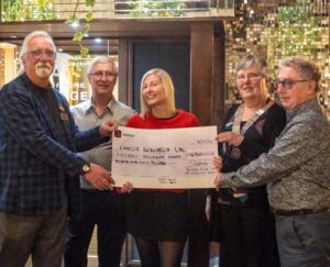 Cheque presentation to Sherrll Hawker of Cancer Reseach UK